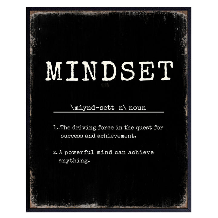 Mindset Inspirational Quotes Wall Decor - Encouraging positive Wall Art - Home Office Decorations for Entrepreneur - Personal Growth Motivational posters for Women, Men - Success Typography Wall Art