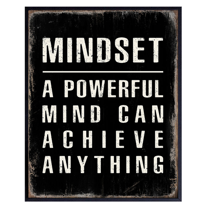 Positive Quotes Motivational Wall Art & Decor - Mindset Is Everything - Encouragement Gifts - Home Office Decor - Growth Mindset Posters for Classroom - Inspirational Sayings for Women, Men