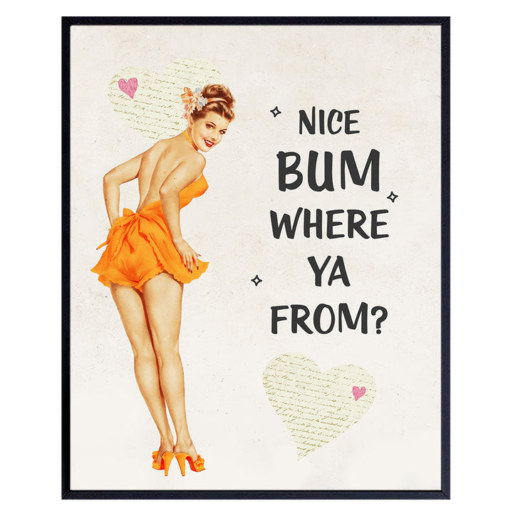 Cute Retro Bathroom Wall Decor Pinup Print - Funny 1950s Vintage 8x10 Wall Art Poster for Bath, Powder Room - Great Unique Humorous Gift for Women - UNFRAMED Picture Decoration - Peach