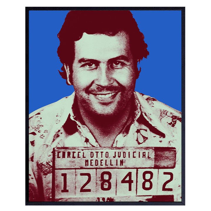 Pablo Escobar Mugshot Wall Art, Contemporary Home Decor - Andy Warhol Style Poster Print - Unique Room Decorations for Dorm Room, Apartment, Teens Room, Man Cave - A Great Gift - 8x10 Photo Unframed