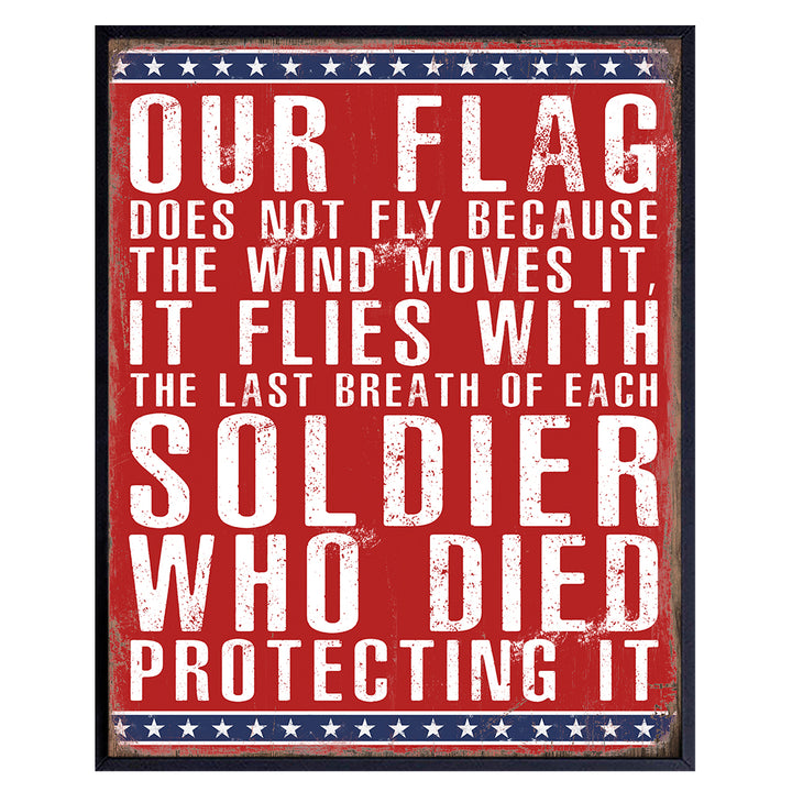 American Flag Patriotic Military Home Decor, Room Decoration Wall Art - Gift for US Veteran, Soldier, Marine, Army, Air Force, Navy, Coast Guard, Vet, Men, Women - Unframed Poster Sign Print