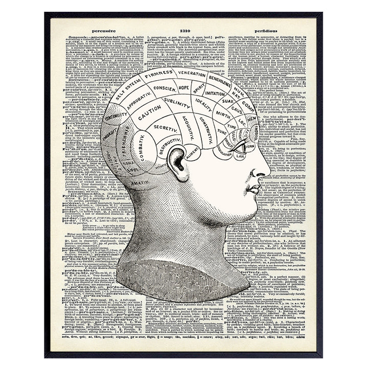 Phrenology Upcycled Dictionary Wall Art Print - Vintage 8x10 Unframed Photo - Great Gift for Steampunk and Human Anatomy Lovers - Cool Home Decor