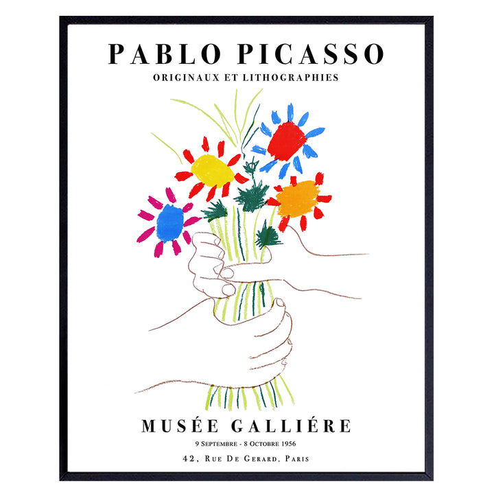 Pablo Picasso Wall Art & Decor - LARGE 11x14 - Pablo Picasso Poster Prints - Mid Century Modern Minimalist Abstract Aesthetic Room Decor - Gallery Wall Art - Bouquet of Peace - Flowers - Museum Poster