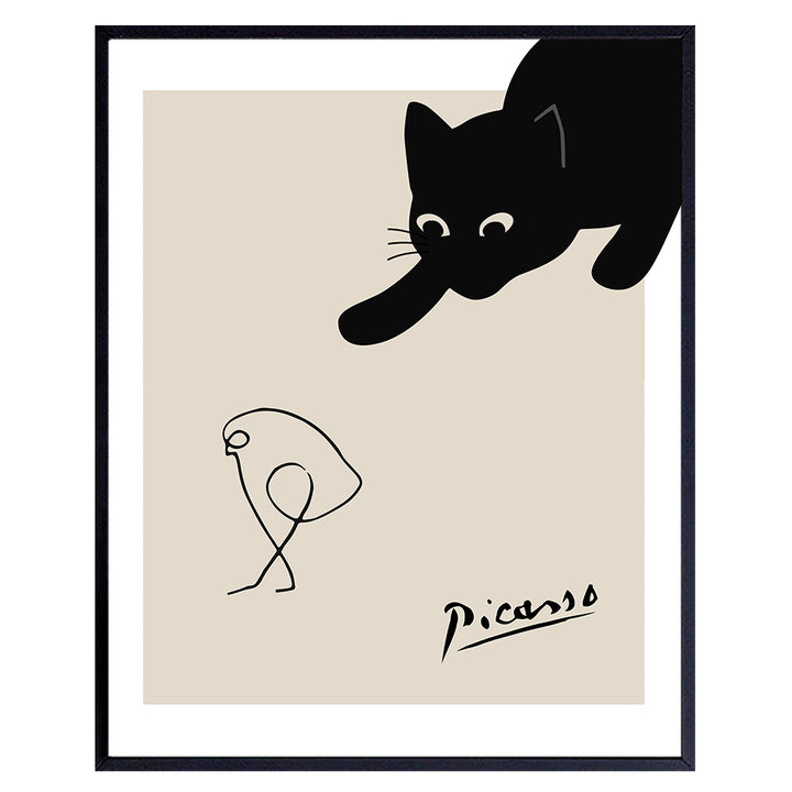 Pablo Picasso Wall Art - Black cat Home Decor - Cat Wall Art - Picasso Poster - Cat Wall Decor - Pablo Picasso Poster - Pablo Picasso print - Pablo Picasso Art - Cute Cat Lover Gift for Women - Bird