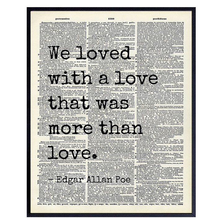 Edgar Allan Poe Quote Wall Art Decor - Gift for Wife, Girlfriend, Women, Her, Anniversary - 8x10 Dictionary Art Decoration for Living Room, Bedroom, Bathroom - UNFRAMED Annabel Lee Poem Poster Print