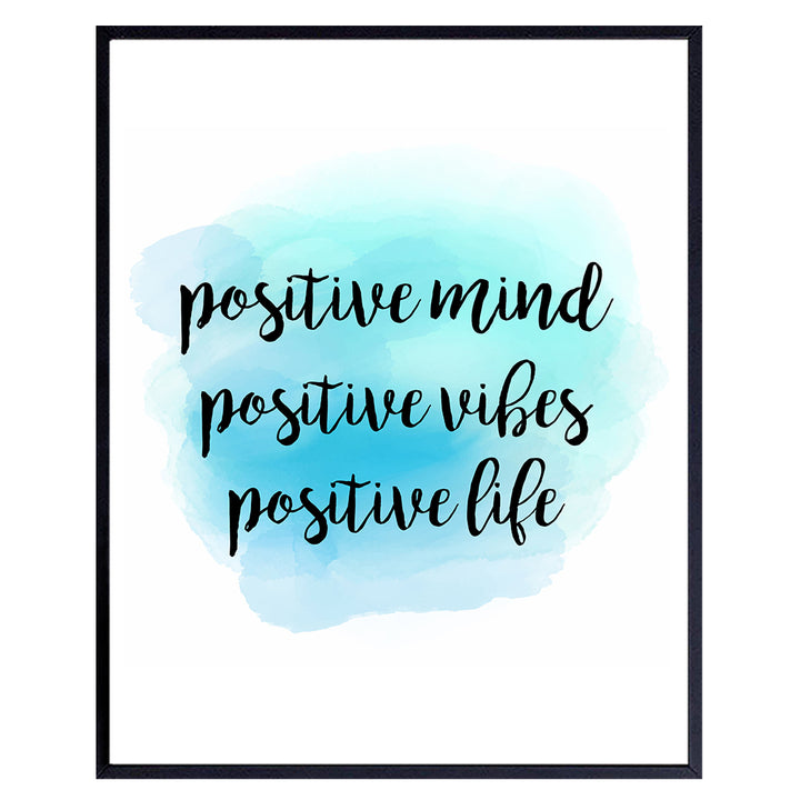 Positive Mind Unframed Wall Art Print - Watercolor Typography - Makes a Great Gift for Home Decor - Inspirational and Motivational - Ready to Frame (8x10) Photo