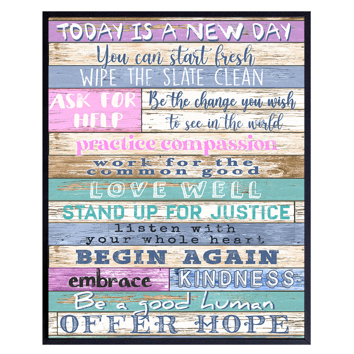 Positive Quotes Wall Decor - Plaque Sign - Inspirational Quotes Wall Art - Encouragement Gift for Women - Boho Rustic Farmhouse Decoration for Home, Office, Living Room, Bedroom, Bathroom - Unframed