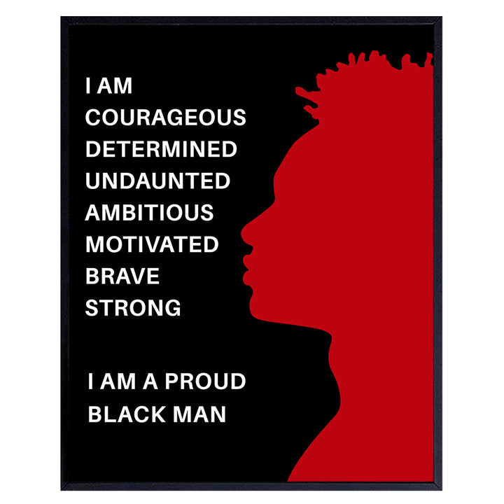 Proud Black Man Poster - 8x10 African American Motivational Wall Art - Black Wall Art - Black Pride Room Decor - Gift for Men, Boys, Teens Bedroom, Classroom, Living Room, Home, Apartment, Dorm