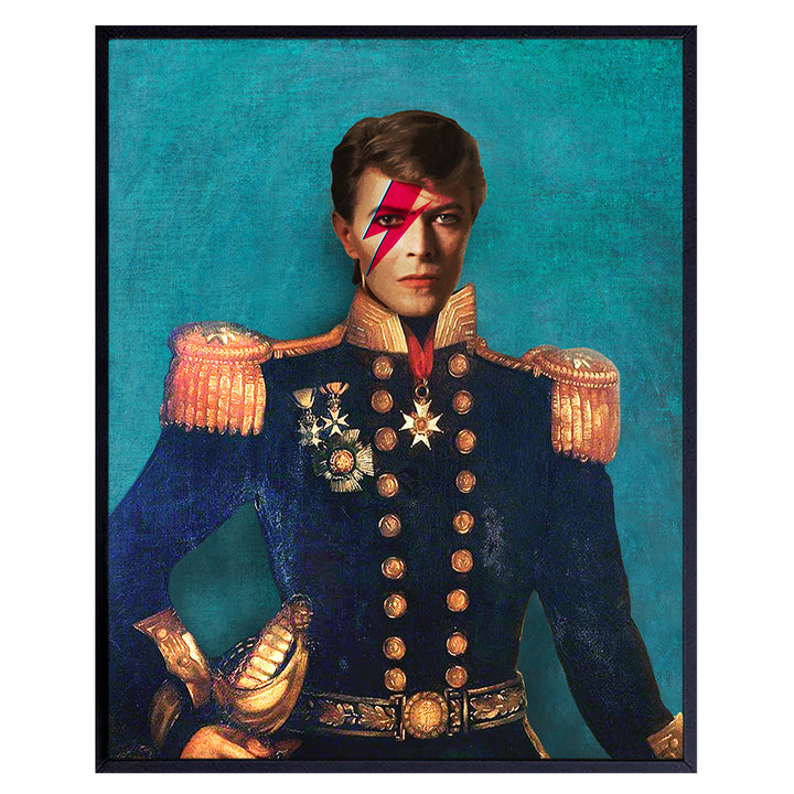 David Bowie Poster, Vintage Retro Pop Art Wall Art, Home Decor - Ziggy Stardust Art Print - Unique Room Decorations for Living Room, Bedroom, Dining Room - Gift for Modern Art, 80's Music Fans - 8x10