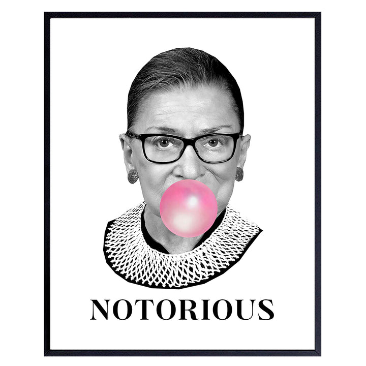 Ruth Bader Ginsburg Wall Art Print - Funny Notorious RBG Poster - Modern Chic Home Decor for Bedroom, Living Room, Office - Great Gift for Democrats, Liberals, Feminists - 8X10 Photo - Unframed