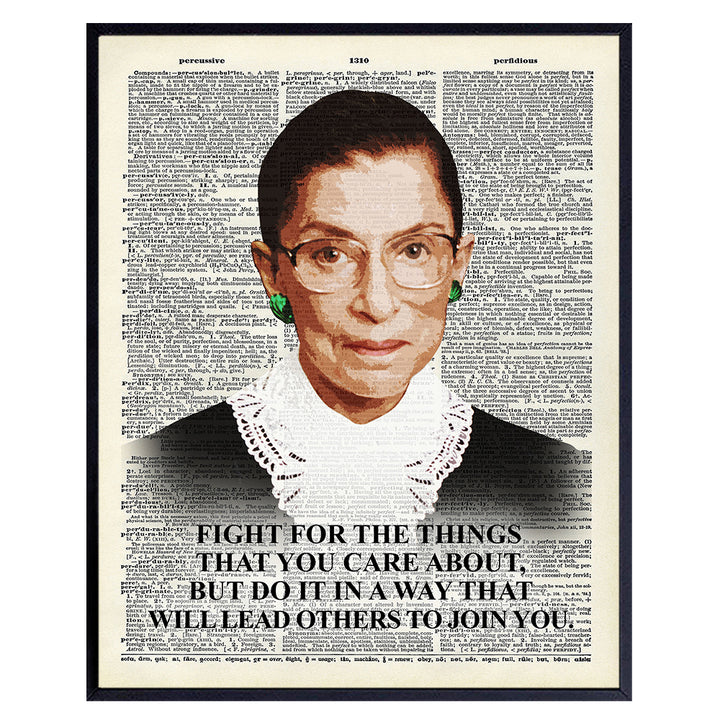 Ruth Bader Ginsburg Wall Art Print - Inspirational Quote Dictionary Home Decor Picture - Upcycled Motivational Decoration for Office, Living Room, Apartment - Gift for RBG Fans - 8x10 Poster