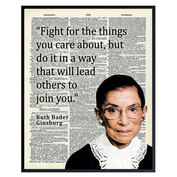 Ruth Bader Ginsburg Wall Art - RBG Motivational Quote Home Decor, Room Decoration for Office, Bedroom - Inspirational Gift for Women, Attorney, Lawyer, Liberal Feminist - Picture Poster Photo Print