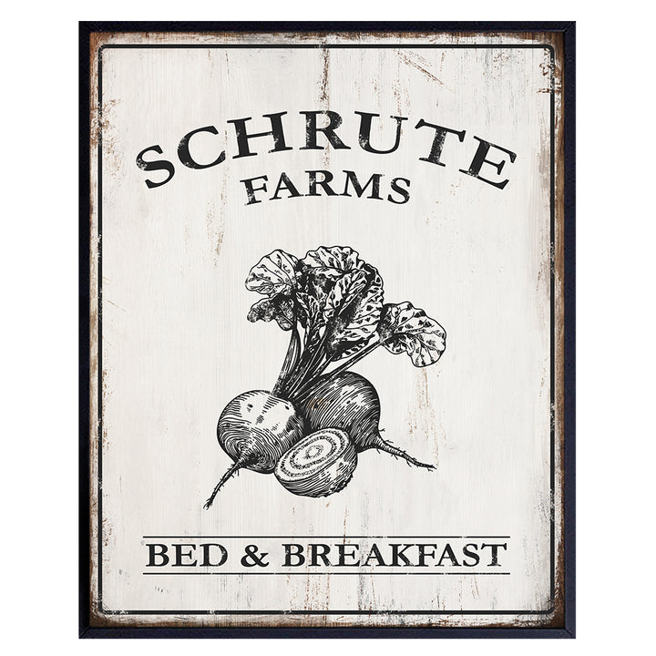 Schrute Farms Bed and Breakfast Poster Print - Funny 8x10 Wall Decor, Home Art Decoration - Unique Humorous Gift for The Office TV Show, Michael Scott, Dwight Schrute Fans - Unframed Photo Picture