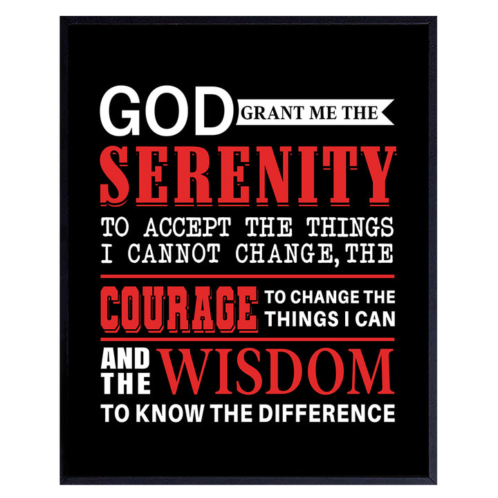 Serenity Prayer Art Print - AA Recovery Wall Art Poster - Perfect Gift for 12 Step Participants - Unique Home Decor for Kitchen, Bedroom, Man Cave, Office - 8x10 Photo Unframed