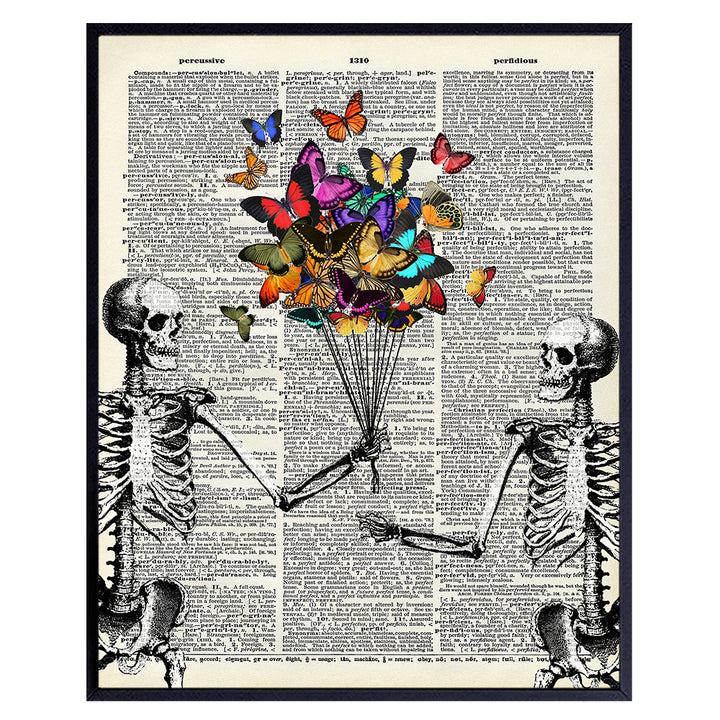 Skeleton Wall Art - Skeleton Decor - Funny Lovers Dictionary Art - Sweet Sentimental Home, Room Decoration - Romantic Gifts for Girlfriend, Boyfriend, Wife, Husband, Anniversary - Poster Picture Print