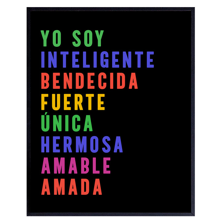 Decoracion Para Mujer y Ninos - Decoracion Para Sala - Afirmaciones Positivas - Spanish Classroom Decor - Decoracion de Pared- Inspirational positive Quotes, Kids, Women - Mexican Wall Art, Regalos