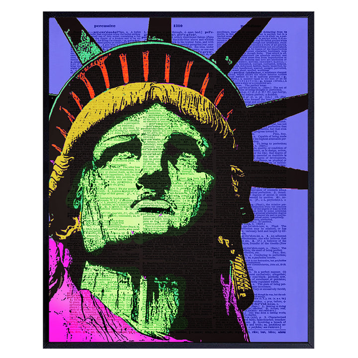 Statue of Liberty - Wall Art Print on Dictionary Photo - Ready to Frame (8X10) Vintage Photo - Makes a Great Gift for Home Decor, Living Room, Bedroom - New York City Pop Art - NYC