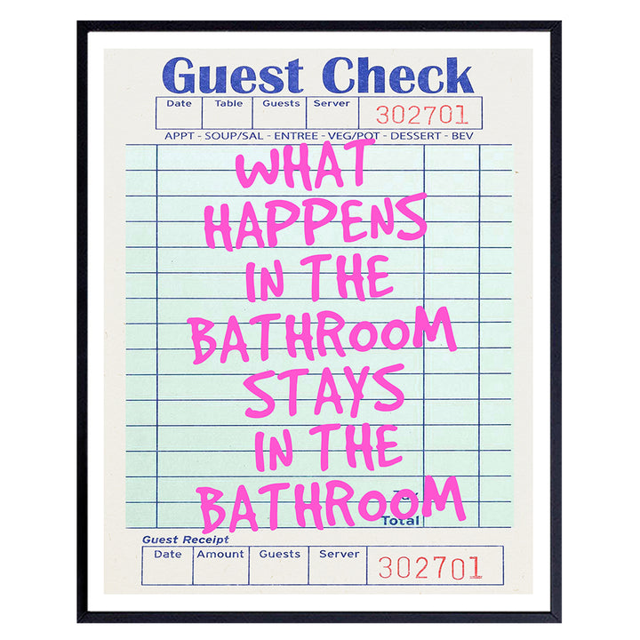 Preppy funny Bathroom Wall Art - Bathroom Decor for Women - Trendy Pink Bathroom Accessories - Cute Bathroom Decor Aesthetic - Indie Pop art Restroom Sign - Funky Bathroom Decor - Powder room Poster