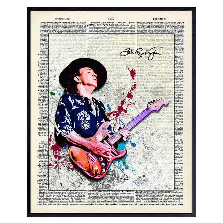 Stevie Ray Vaughan Unframed Wall Art Print - Great Gift for Music and Rock n Roll Fans - Cool Steampunk Home Decor - Ready to Frame (8x10) Vintage Photo