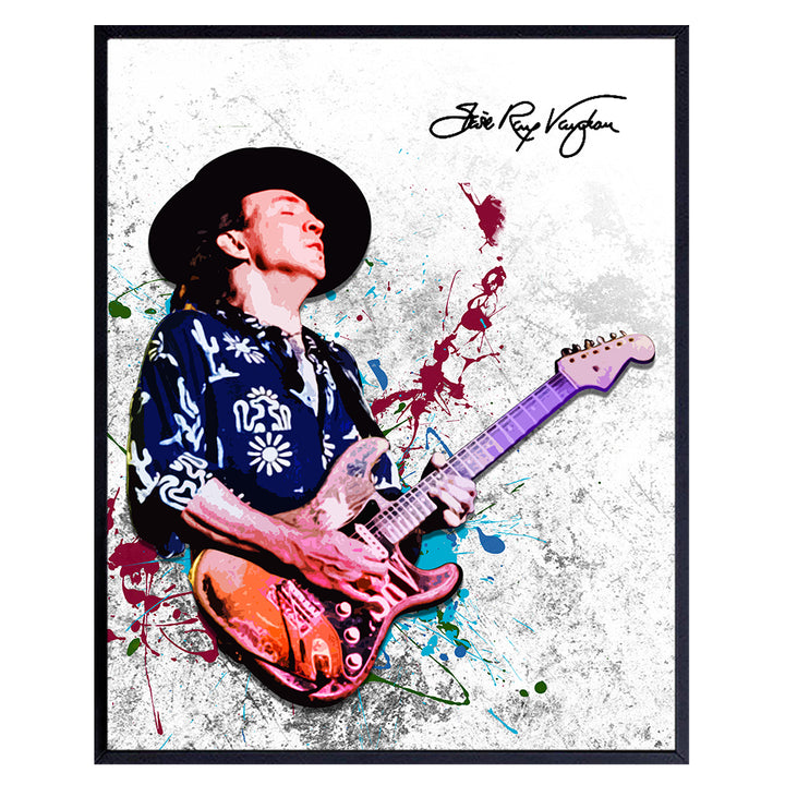 Stevie Ray Vaughan Unframed Wall Art Print - Great Gift for Music and Rock n Roll Fans - Cool Steampunk Home Decor - Ready to Frame (8x10) Vintage Photo