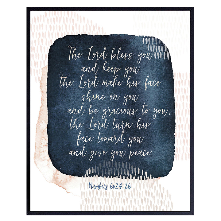 May The Lord Bless You and Keep You - Abstract Bible Verse Wall Art - Bible Study - Religious Wall Decor - Scripture Bible Verse Art -Christian Gifts for Men, Women - Blessed Wall Decor - God Decor