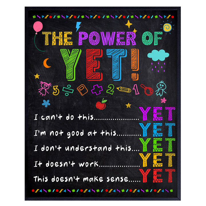 School Decorations - Classroom Decorations - Teacher Supplies - Classroom Wall Art - Elementary School Room Decor - Positive Educational Inspirational Motivational Posters for Kids 8X10 UNFRAMED