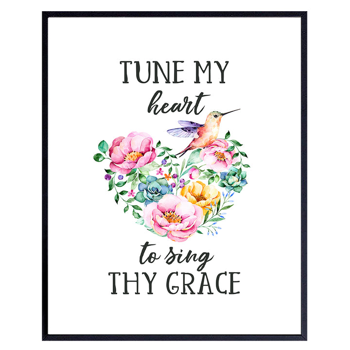 Scripture Wall Decor - Religious Wall Art for Bible Study Group - Christian Gifts for Women, Musician, Music Fan, Pastor - Blessed Wall Decor - Church Decorations - God Wall Art - Flowers Hummingbird