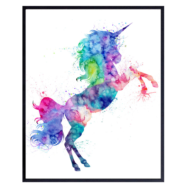 Unicorn Watercolor Wall Art Print - 8x10 Unframed Photo - Perfect Gift for Girls Room, Chic Home Decor