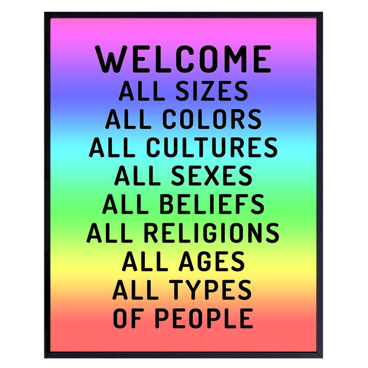 Welcome Sign - Welcome Wall Decor - Welcome Wall Art Picture - Welcome Poster Print - Home Office Store Bar - Black African American Art - LGBTQ Queer Gay Bi Lesbian Latino, Liberal Democrat Gifts