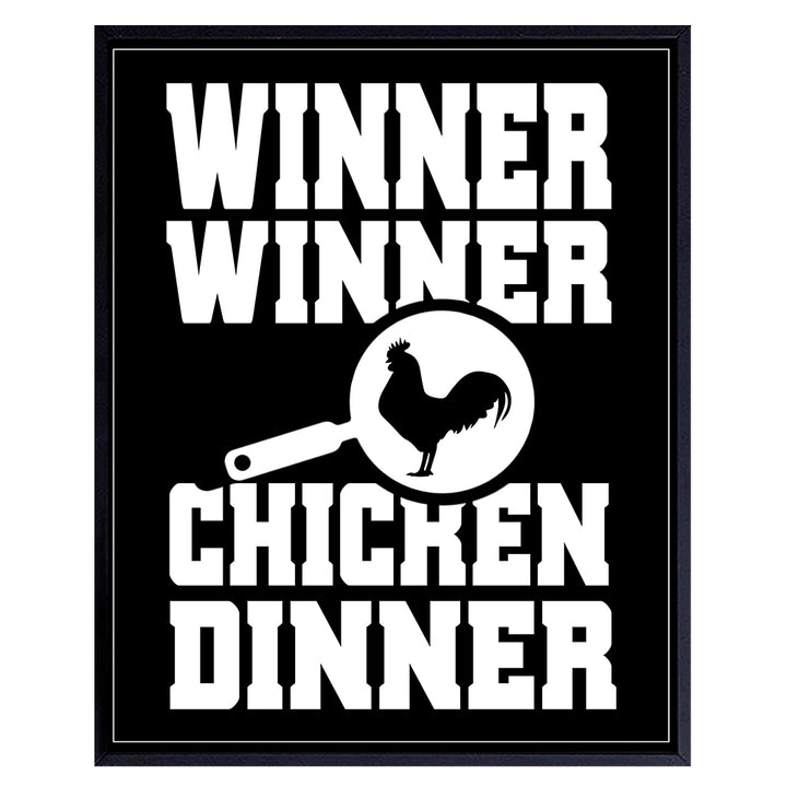 Dinner Wall Art Print - Unframed Funny Typography - Makes a Great Gift for Bars, Kitchens, and Home Decor - Ready to Frame (8x10) Photo - Winner Winner Chicken Dinner