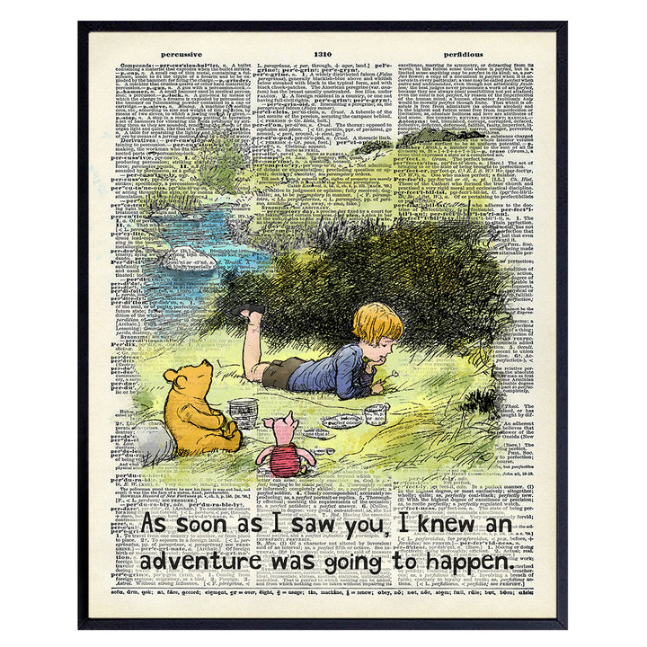 Winnie Pooh Quote Upcycled Dictionary Art - A. A. Milne Vintage Wall Art print, Poster - Home Decor Room decoration for Nursery or Kids Room - Gift for Girls, Boys, Moms, Baby shower - 8x10 Unframed