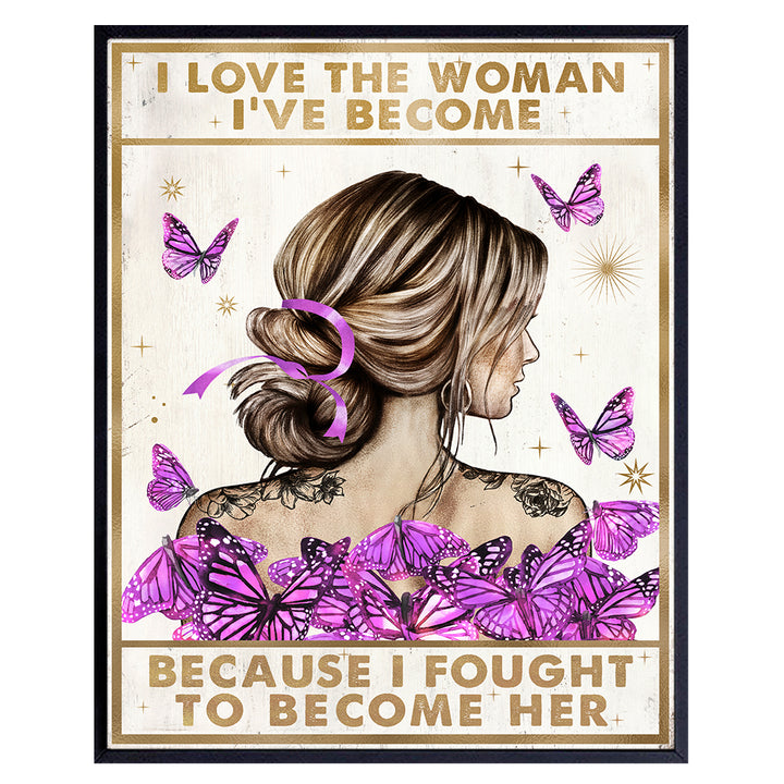 Inspirational Wall Art for Women - Positive Quotes Sayings - Inspiration Motivational poster - Pink Purple Lavender Butterflies Bedroom Living room Decor - Boho-chic Wall Art - Yellowbird Art & Design