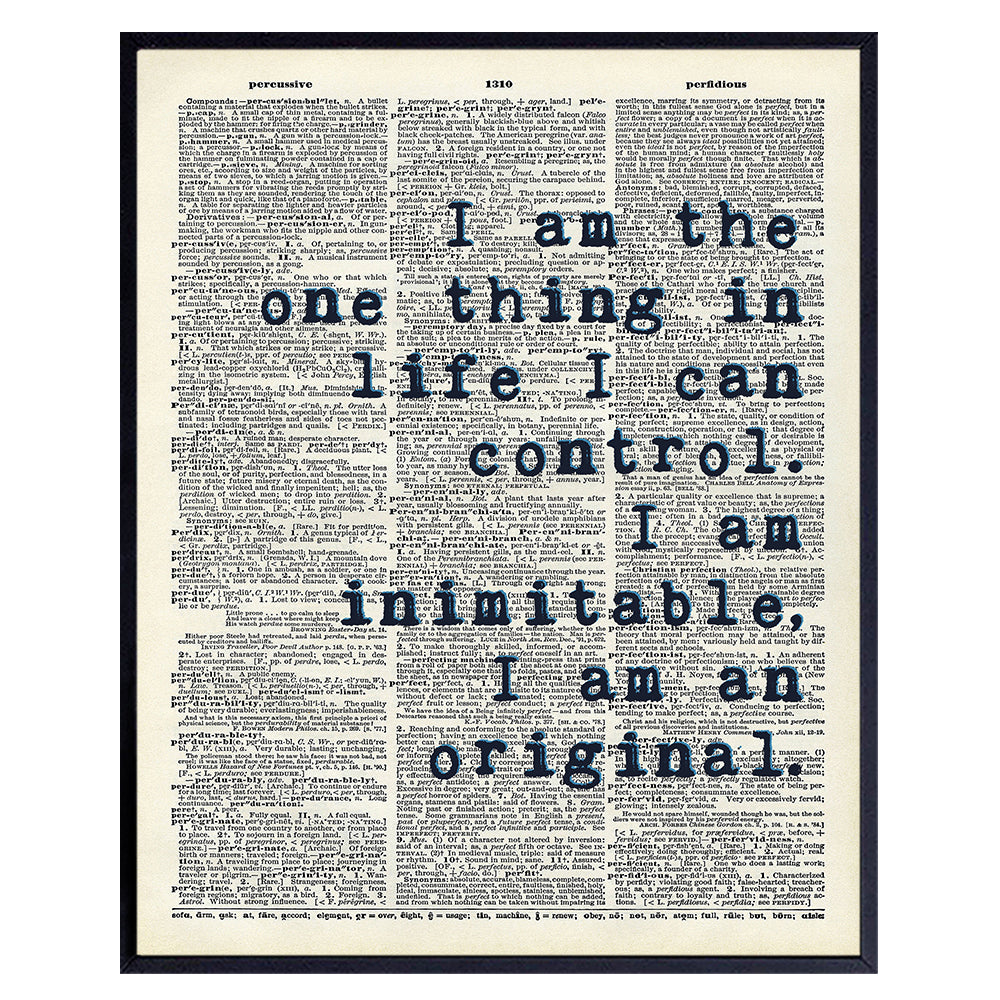Inspirational Quote Wall Art Decor Dictionary Print - Upcycled Motivational Home Decoration Poster for Bedroom, Office - Gift for History Fans - UNFRAMED