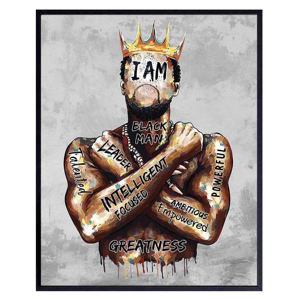 Motivation Black Art Decor - Inspiring Quotes for African Americans - positive affirmation Wall Decor for Home Office, Man Cave - Black Lives Matter Decor - Empowering Gifts for Black Men, Boys