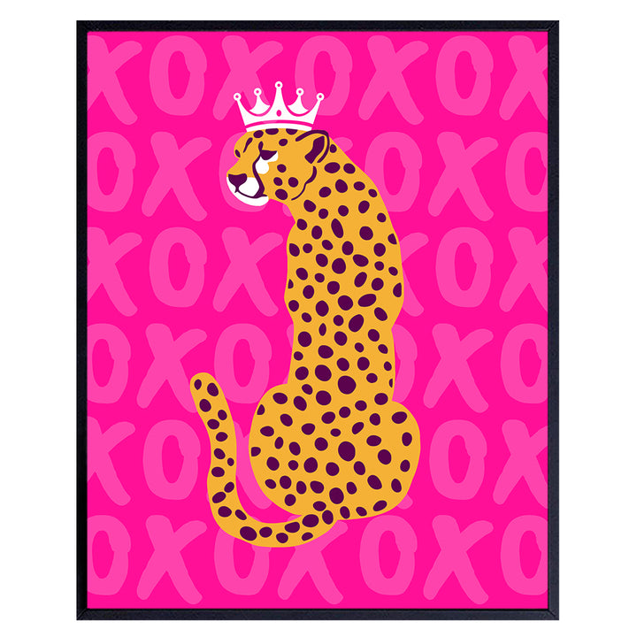 Cheetah Wall Art - Cheetah Print Wall Decor - Indie Trendy Aesthetic Room Decor - Pink Preppy Room Decor - Yellowbird Art & Design Wall Art - Leopard Home Decor - Teen Girls Womens Bedroom Decor