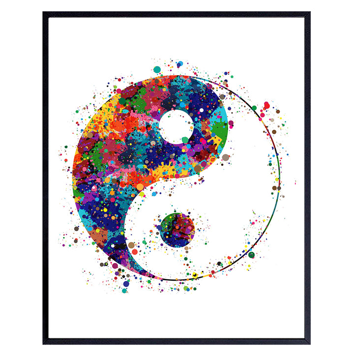 Yin Yang Inspirational Zen Watercolor Art Print - 8x10 Unframed Photo - Motivational Gift for Meditation, Buddha Fans, Buddhists - Unique Spiritual New Age Home Decor