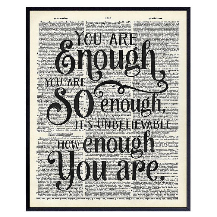 You Are Enough Motivational Wall Art Print - 8x10 Inspirational Wall Art, Dictionary Wall Art, Home Decor, Room Decoration Photo Picture - Cool Unique Gift - Unframed Poster