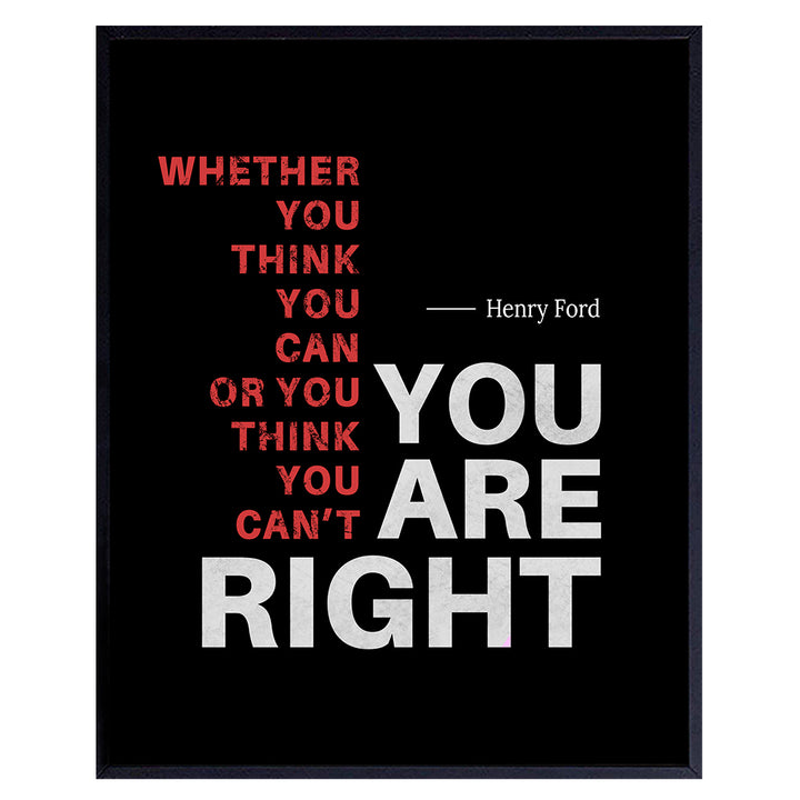 Motivational Quote Art Print Wall Art Poster - 8x10 Inspirational Home Decor, Room Decoration for Office, Classroom - Gift for Parenting, Teacher, Entrepreneur - Henry Ford Quote