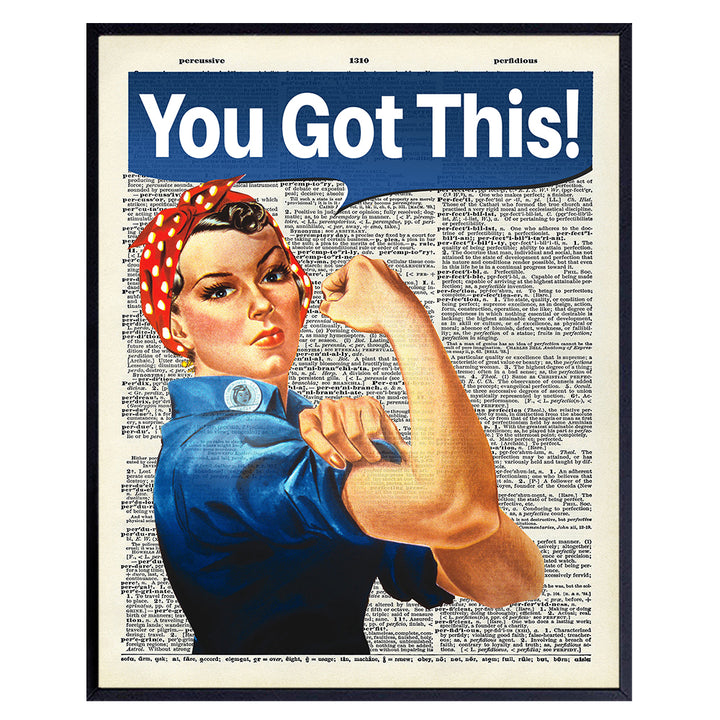 You Got This on Photo of Dictionary Page - Unframed Wall Art Print - Great Motivational or Inspirational Gift - Cool Home Decor - Ready to Frame Vintage (8x10) Photo - Rosie The Riveter