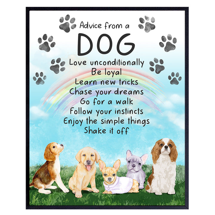 Dog Wall Art & Decor - Dog Quotes Wall Decor - Dog Gifts for Women, Girls, Dog Lover - Dog Poster - Puppy Wall Decor - Dog Wall Decor - Inspirational Wall Art - Uplifting Encouraging Positive Sayings