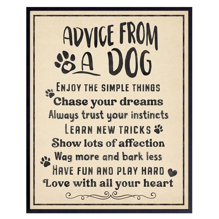 Inspirational Quotes Dog Wall Art - Dog Decor - Cute funny Rustic Wall Decor for Dogs - positive Quotes Wall Art - Family Room Decor - Dog Decorations - Dog Quotes Poster 8x10- Yellowbird Art & Design