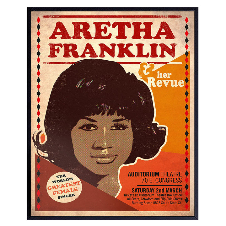 African American Aretha Franklin Decor - Motown R&B Gospel Music Wall Art - Vintage Concert Poster - Afro Black Culture - African American Women - Black Art - Black History