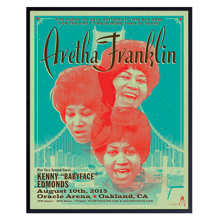 Aretha Franklin Poster - African American Wall Art - Black History - R-E-S-P-E-C-T Queen of Soul Music -Black Culture - African American Women Wall Decor - Black Music- Concert Posters - Afro Wall Art