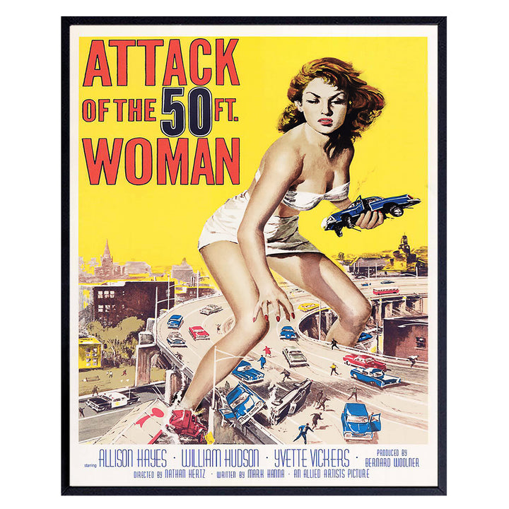 Attack of the 50 Foot Woman - Home Theater Decor - Lesbian Gifts - 8x10 Vintage Horror Movie Poster - Scary Movie Poster - B Movies Wall Art Print for Man Cave, Teens Room - Classic Hollywood