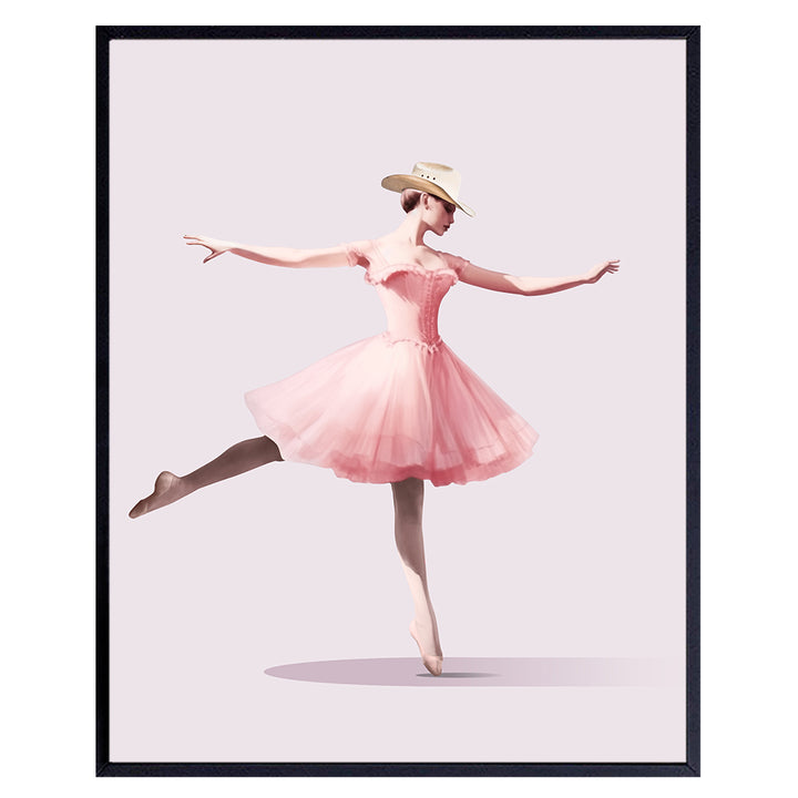 Cowgirl Ballerina Country Home Decor - Western Decor - Cute Girly Pink Teen Bedroom Decor - Country Living room Decor - Chic Wall Art -Dance Decorations - Room Decor for Women - Wall Decor Aesthetic