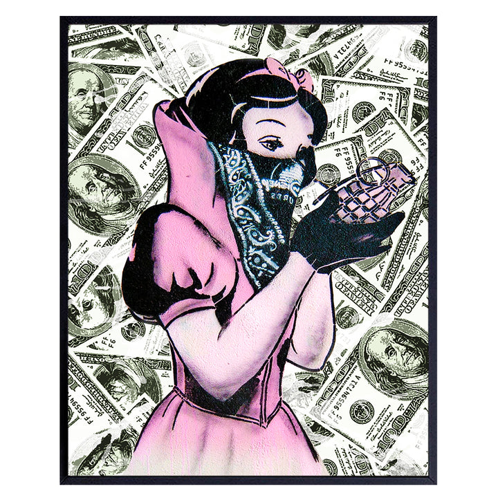 Banksy Wall Art Poster - Graffiti Wall Art - Urban Wall Art - Graffiti Wall Decor, Room decoration - Gifts - Street Art - Men, Women, Teens - Gangsta Snow White - Bedroom, Dorm, Living Room