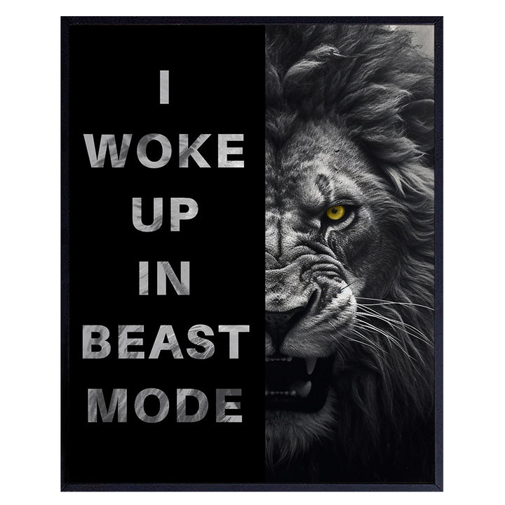 Motivational poster Office Wall Art 8x10 - Motivational Wall Art & Decor - Positive Quotes - Inspiration Motivation Man cave Decor - Gym Wall Decor for Men - Lion Wall Decor - Yellowbird Art & Design