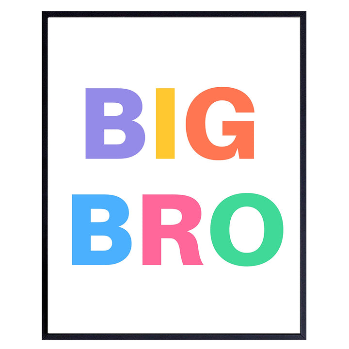 Big Bro Boys Bedroom Decor - Big Brother Gifts - Toddler Boys Room Decor - New Baby Shower Wall Decor - Family Room Wall Decor - Family Signs - Boy Room, Kids Room Wall Art - Playroom Home Decor