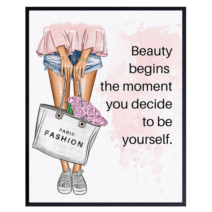 Positive Quotes Wall Decor for Women - Inspirational Quotes Wall Art - Glam Fashion Wall Decor - Motivational Wall Art For Designer Handbags Fan - Luxury Gift for Teens Bedroom, Girls Room