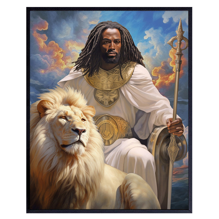 African American Wall Decor for Black Men - Black Art - masculine Motivation Inspirational Wall Art & Decor - Jesus God Christian Home Decor - spiritual Religious Gift - Man cave Picture Poster print